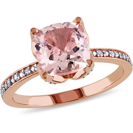 - 2 Carat T.G.W. Morganite and Diamond-Accent 10kt Rose Gold Cocktail Ring