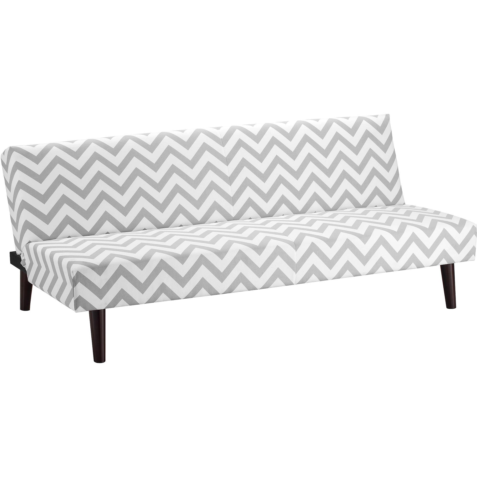 Kinsley Chevron Futon, Gray and White