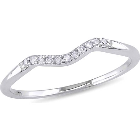 - Diamond-Accent 10kt White Gold Curved Wedding Band