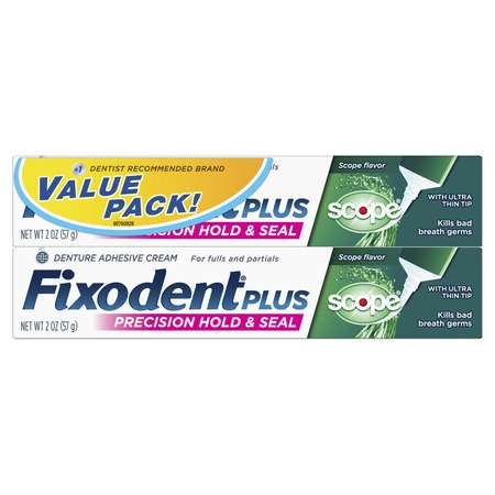 Fixodent Plus Scope Precision Hold & Seal Denture Adhesive 2.0 oz (Best Way To Keep Lower Dentures In Place)