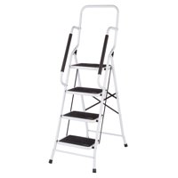 Folding Four Step Ladder with Handrails by LivingSURE