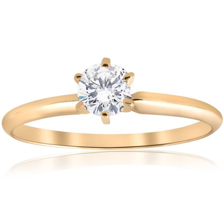 0.50 Ct Round Cut Diamond Yellow Gold Solitaire Engagement Ring Band Size