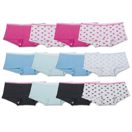 Fruit of the Loom Assorted Heather Boy Shorts, 12 Pack (Little Girls & Big