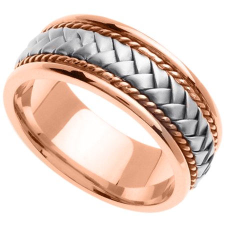 Two Tone Woven Handmade Band - Handmade Woven 14k Two-Tone Gold Band (8MM)