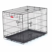 30"L Lucky Dog Folding Black Wire 2 Door Training Crate