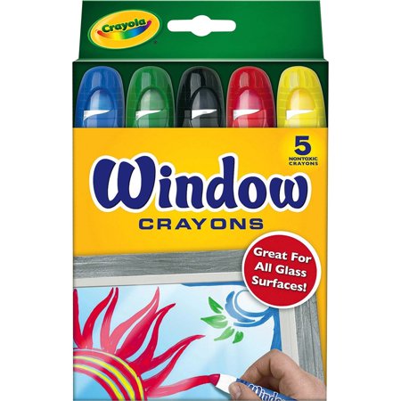 Window Crayons - Crayola Washable Window Crayons, 5 Count, Red,Blue,Black,Green,Yellow