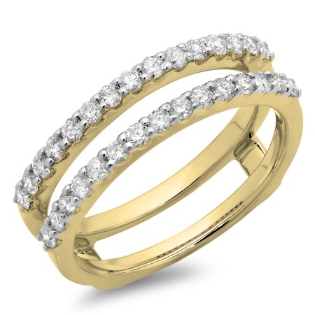 18k Yellow Gold Enhancer (Dazzlingrock Collection 0.50 Carat (ctw) 18K Round Diamond Wedding Enhancer Guard Double Band 1/2 CT, Yellow Gold, Size)