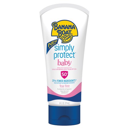 - Banana Boat Simply Protect For Baby Broad Spectrum Mineral Based Sunscreen Lotion SPF 50 - 6oz