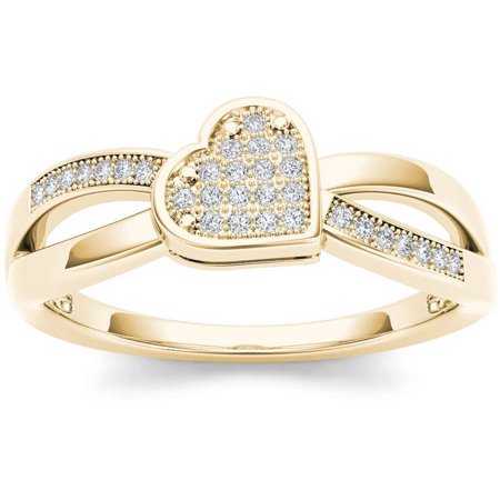 Yellow Topaz Birthstone - 1/10 Carat T.W. Diamond Heart 10kt Yellow Gold Fashion Ring