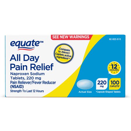 Day Relief Caplets - Equate All Day Pain Relief Naproxen Sodium 220mg Caplets, 100 Ct