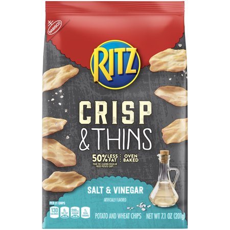 Nabisco Ritz Salt & Vinegar Oven Baked Crisp & Thins Chips, 7.1