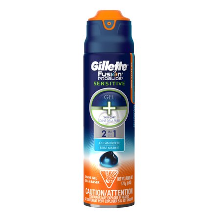 Gillette Fusion ProGlide Sensitive 2 in 1 Shave Gel, Ocean Breeze, 6 (Best Price For Gillette Fusion Proglide Power Blades)