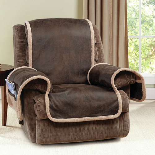 diamond quilted stretch recliner cover with storage