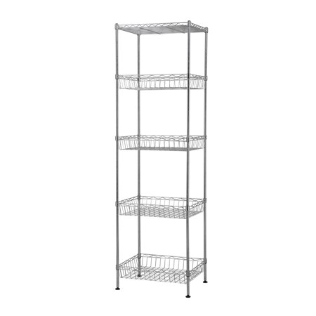 5-Tier Wire Shelving Unit with Baskets - Walmart.com