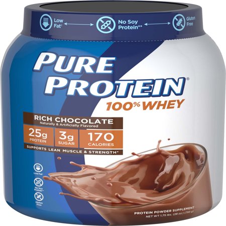 Pure Protein 100% Whey Protein Powder, Rich Chocolate, 25g Protein, 1. ...