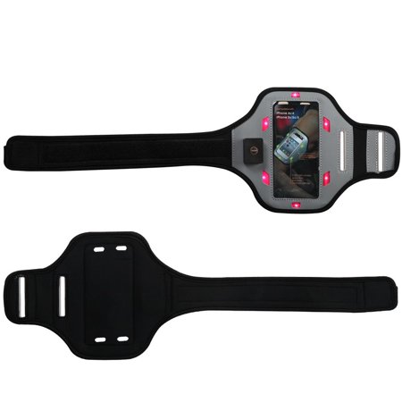Phos Zorb Pouch - Premium Vertical Pouch Advanced Sport Armband (with Hot Pink Flashing Lights) for HTC EVO 3D, ADR6350 (Droid Incredible 2), Inspire 4G, ADR6400 (Thunderbolt), myTouch 4G, EVO 4G, HD2 + Mini Smart Pho