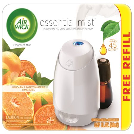 Air Wick Essential Mist Fragrance Oil Diffuser Kit (Gadget + 1 Refill), Mandarin & Sweet Tangerine, Air