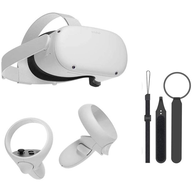 Oculus Quest 2 — Mest avansert alt-i-ett Virtual Reality 256 GB spillhodesett — 3D-filmlyd — Maskinvare på neste nivå — VR-hodesett, to-berøringskontrollere, briller-avstandsstykke med Mazepoly-knokestropp