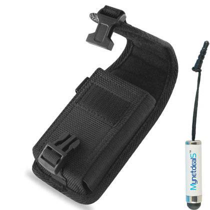 Htc Touch Pda Phone Heavy Duty Rugged Canvas Case Pouch for HTC Desire 630 - with Clip Closure and Metal Clip W/ Belt Loop. (Plus Size will Fit Phone with a Medium Size Hybrid Cover on ) + MYNETDEALS TM Mini Touch Screen ()