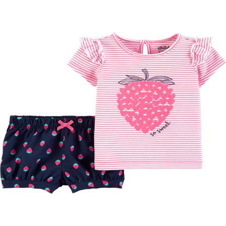 Short Sleeve T-Shirt and Shorts Outfit, 2 Piece Set (Baby (Best Baby Girl Clothes)