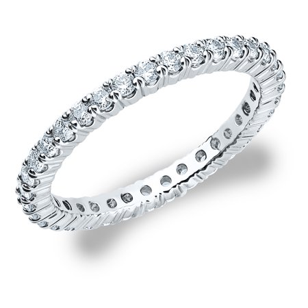 - 3/4 CT Diamond Eternity Wedding Band in White Gold, 0.75 CT Round Diamond Anniversary Ring