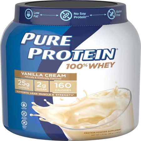 Pure Protein 100% Whey Protein Powder, Vanilla Cream, 25g Protein, 1.75 ...