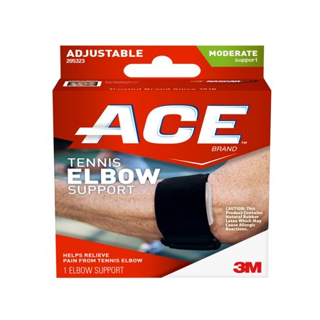 ACE Tennis Elbow Support, One Size Adjustable, Black, 1/pack - Walmart.com