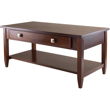 Walnut Oval Coffee Table - Winsome Wood Richmond Coffee Table with Drawer, Walnut Finish