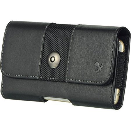 Fitted Horizontal Leather Pouch - Black3 Horizontal Belt Clip Holster Leather Pouch Case for Apple iPhone 7 Plus Apple iPhone 8 Plus Apple iPhone 6 Plus