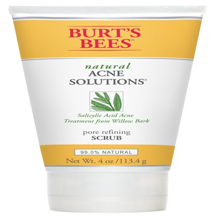 Burts Bees Natural Acne Solutions Pore Refining Scrub, Exfoliating Face Wash for Oily Skin, 4