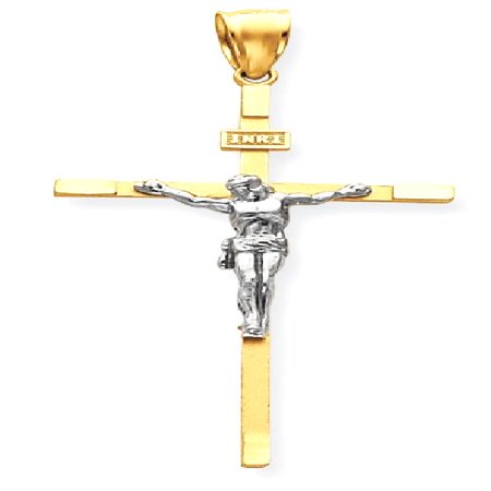 14k Two Tone Gold Cross Pendant 14kt Two Tone Yellow Gold Crucifix Cross Religious Pendant Charm Necklace Inri Latin Fine Jewelry Ideal Gifts For Women Gift Set From Heart ()