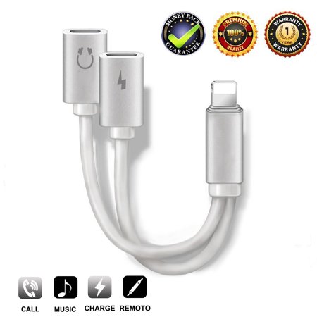 Dual Mount Adapter - 2-in-1 Lightning Splitter Adapter for iPhone XS/ XS Max/XR/X/8/8 Plus/7/7 Plus. Compatible IOS 10 or Later, Double lightning ports for dual Lightning Headphone Audio & Charge Adapter.
