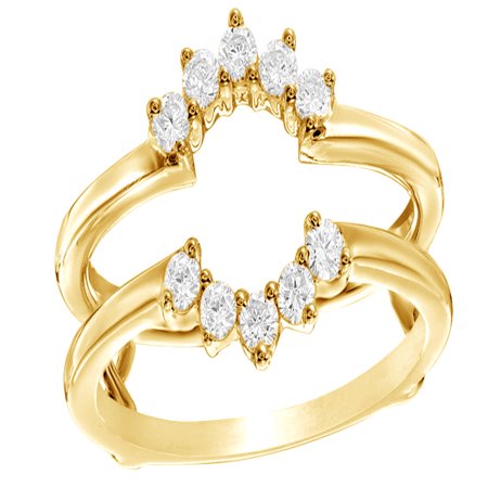 Flower Enhancer - White Natural Diamond Flower Frame Solitaire Enhancer Ring in 10k Yellow Gold (0.33 Cttw)