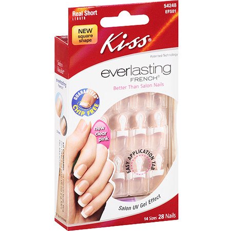 KISS Everlasting French® Square Nail Kit - Real (Best Nail Adhesive For Fake Nails)