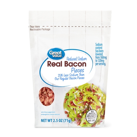 (2 Pack) Great Value Real Bacon Pieces, Reduced Sodium, 2.5 (Best Way To Dispose Of Bacon Grease)
