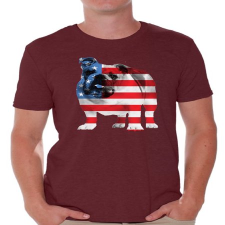 Bulldog Tee Shirts Awkward Styles Men's USA Flag Bulldog American Patriotic Graphic T-shirt Tops 4th Of July Gifts ()