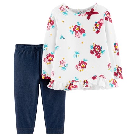 Child of Mine by Carter's Long Sleeve Floral Blouse & Pants, 2-Piece ...