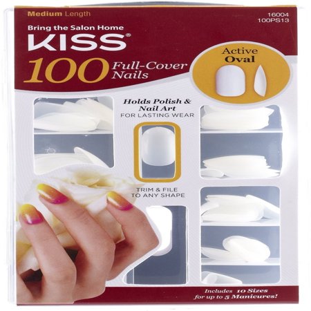 KISS 100 Full Cover Nails - Active Oval - Walmart.com