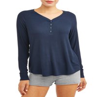 Secret Treasures Essentials Women's Long Sleeve Sleep Rib Henley Top