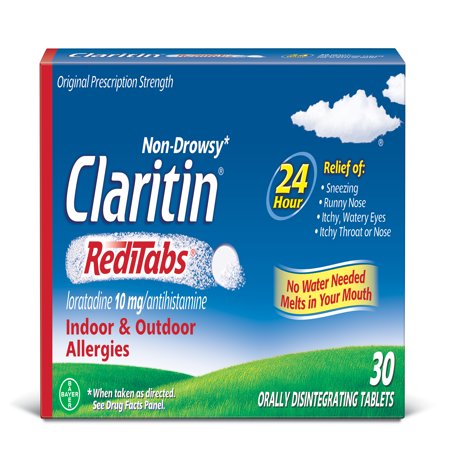 Claritin 24 Hour Non-Drowsy Allergy Relief RediTabs, 10 Mg, 30 Ct ...