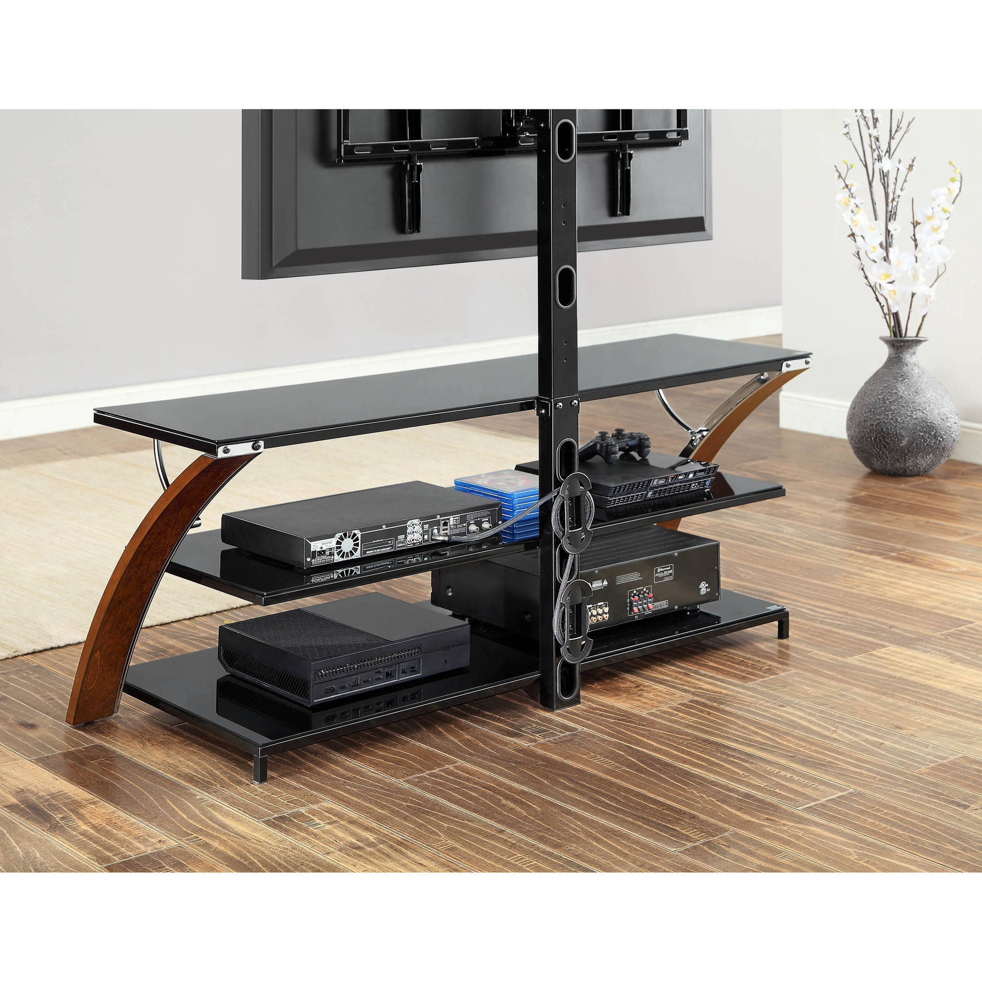 Whalen Brown Cherry 3-in-1 Flat Panel TV Stand for TVs up to 65''