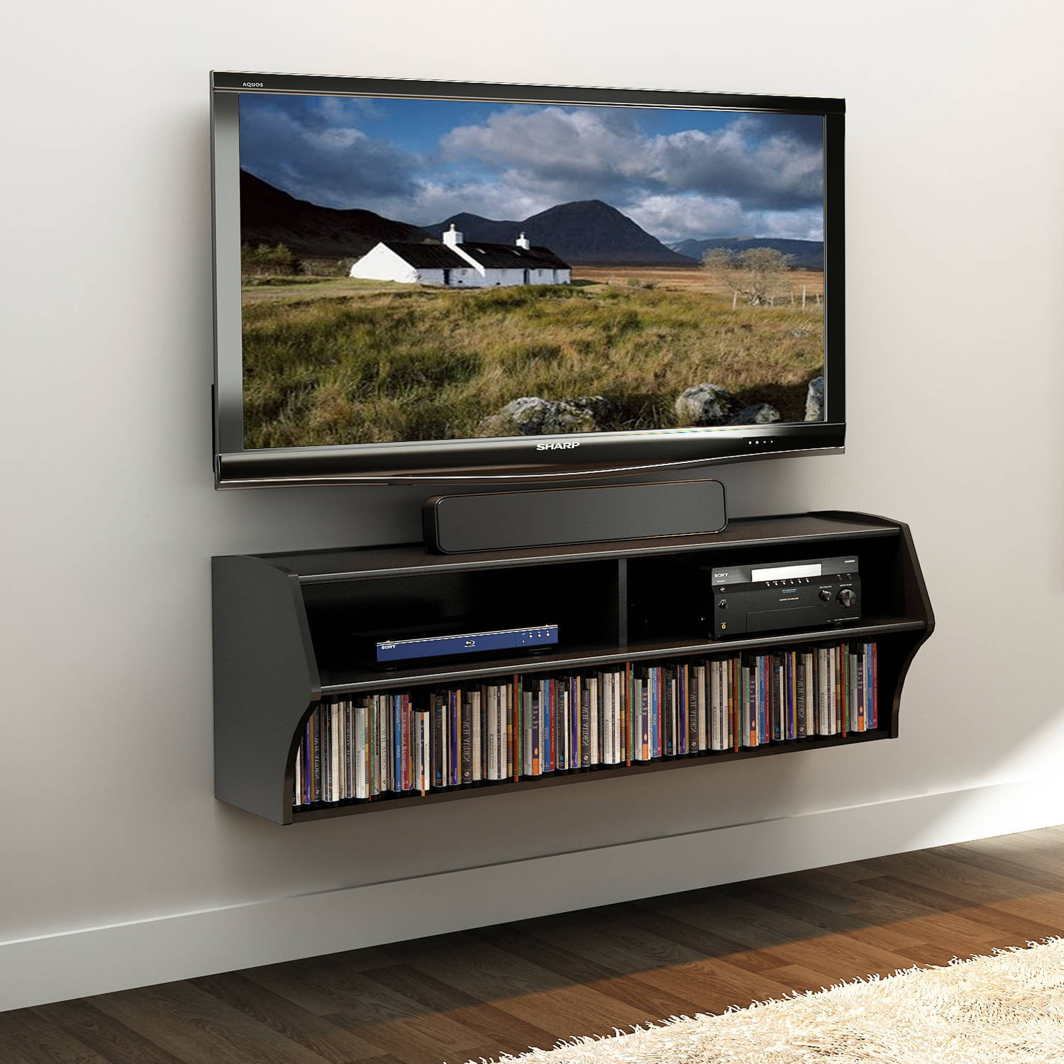 Prepac Altus Wall Mounted A/V TV Stand, Multiple Finishes