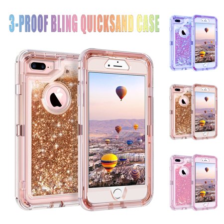 Phone Covers For Iphone6 Plus Magicfly Phone Cover Cases Hybrid 3-Layer Heavy duty Armor For iPhone 6 7 8 Plus X XS Max Glitter Liquid Shockproof Bling Quicksand Case ()
