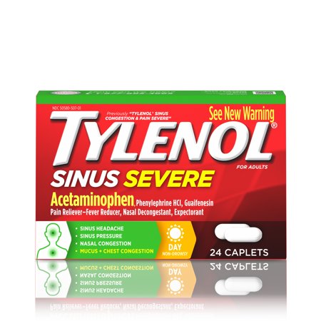 Tylenol Sinus Severe Daytime Caplets with Non-Drowsy Formula, 24