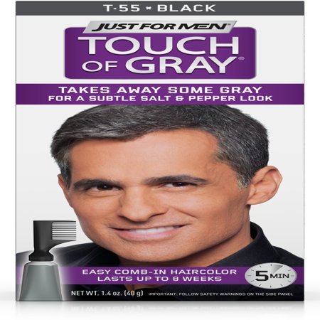 - Just For Men Touch of Gray, Easy Men's Hair Color with Comb-In Applicator, Black, Shade T-55