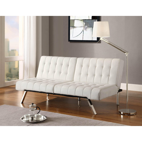 Emily Convertible Faux Leather Futon, Multiple Colors