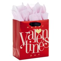 Hallmark Small Valentine's Day Gift Bag with Tissue Paper (Red Happy Valentine's Day, Gold Heart)