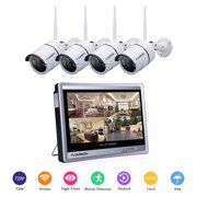 Wireless Outdoor Cameras Floureon 4ch 1080p Wifi Nvr With 12 Lcd Monitor Wireless Security Camera System 4