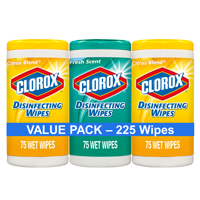 Clorox Disinfecting Wipes Value Pack, Bleach Free Cleaning Wipes - 75 Count Each (Pack of 3)