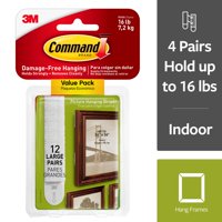 Command Large Picture Hanging Strips Value Pack, White, 12 Strips/Pack